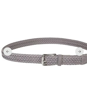 Esprit Gray Braided Belt with Silver Buckle 100% LEATHER